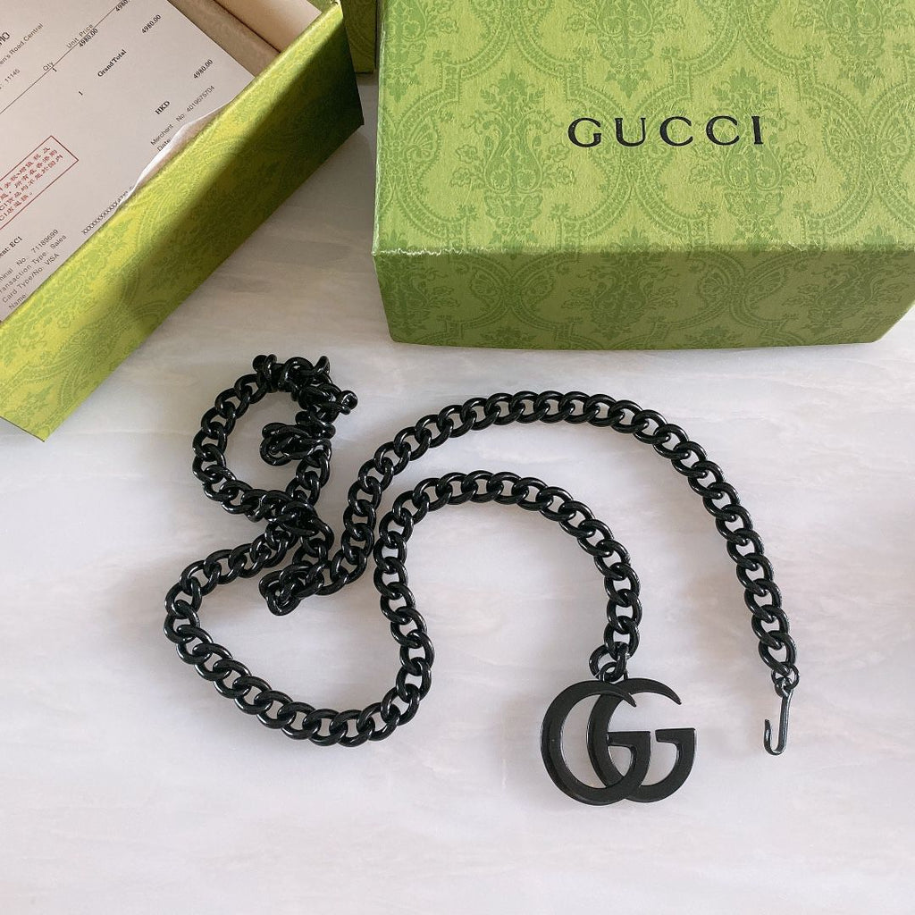 Gucci Interlocking G Black Chain Belt
