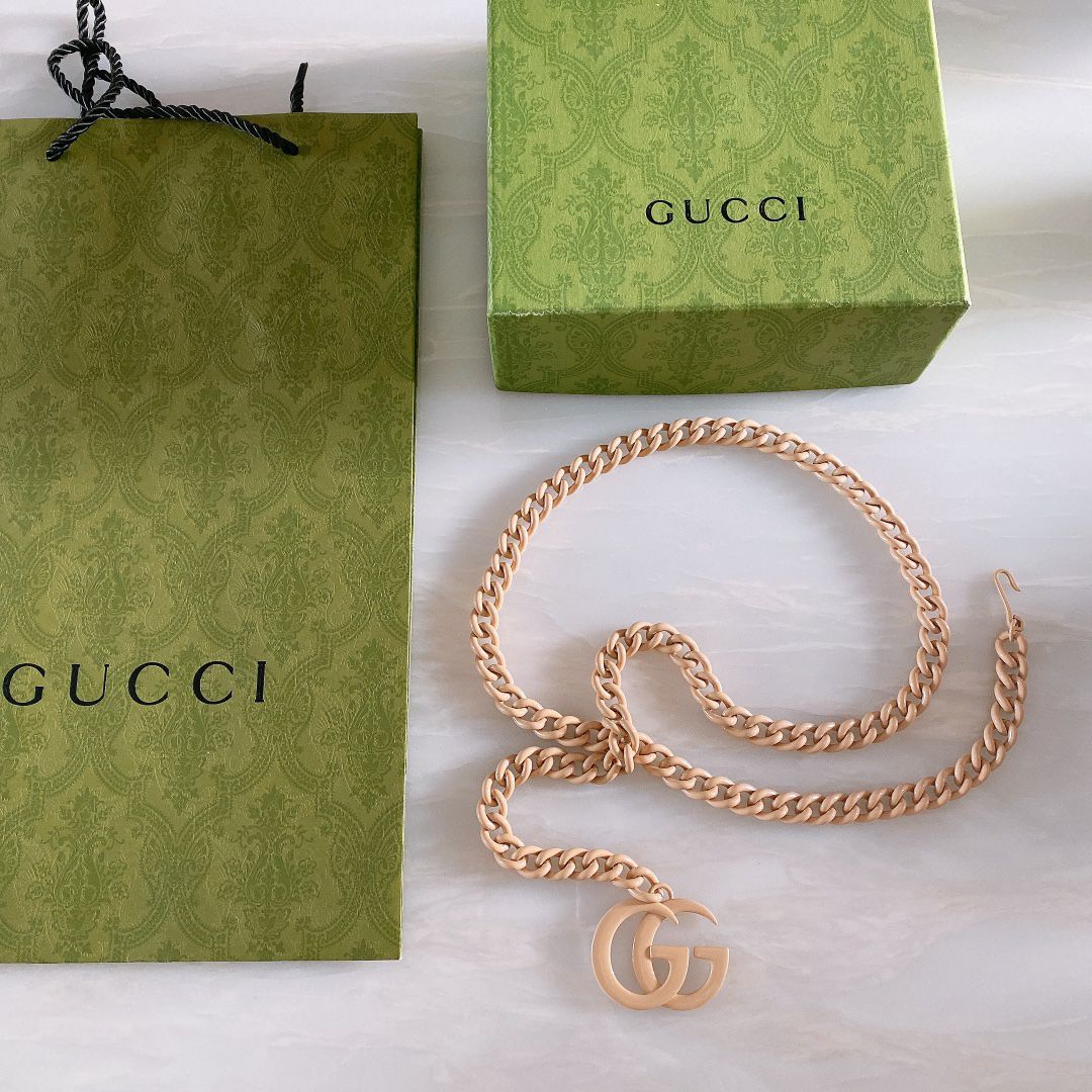 Gucci Interlocking G Black Chain Belt
