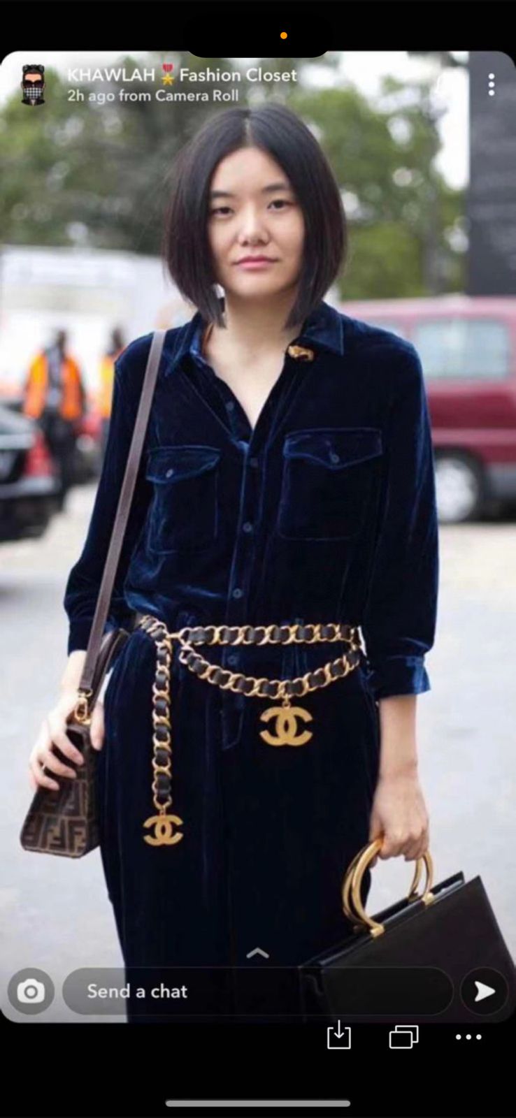 Chanel Chain and Leather Interwoven Belt with CC Buckle