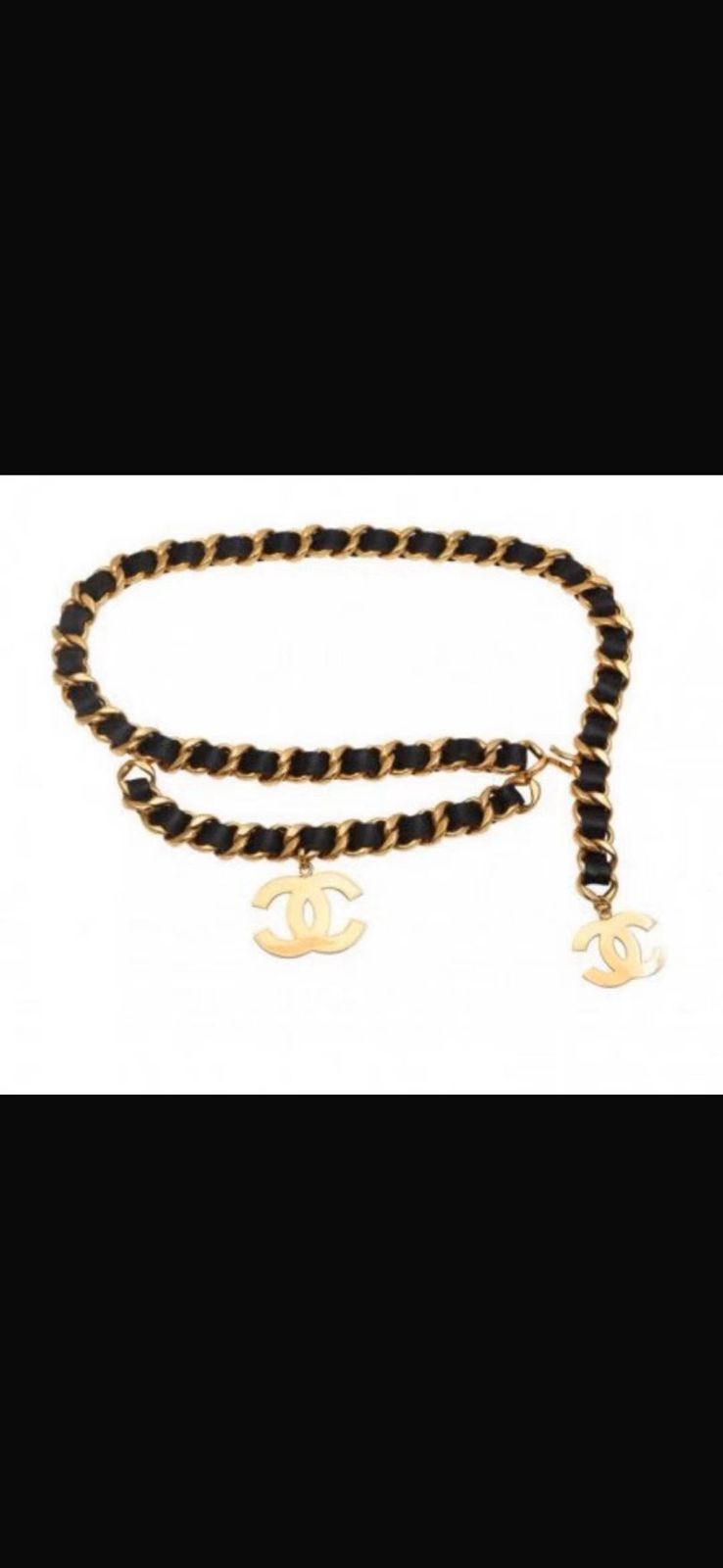 Chanel Chain and Leather Interwoven Belt with CC Buckle