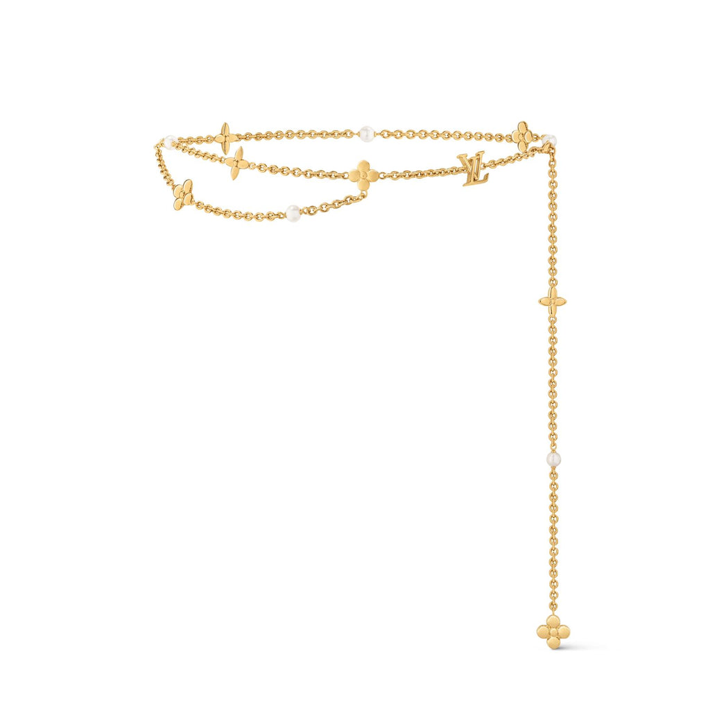 Louis Vuitton Monogram Flower and LV Initials Gold Chain Belt