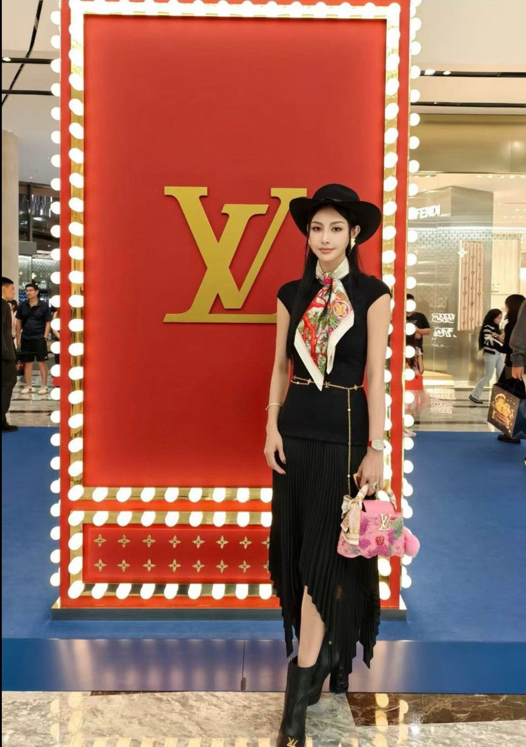 Louis Vuitton Monogram Flower and LV Initials Gold Chain Belt
