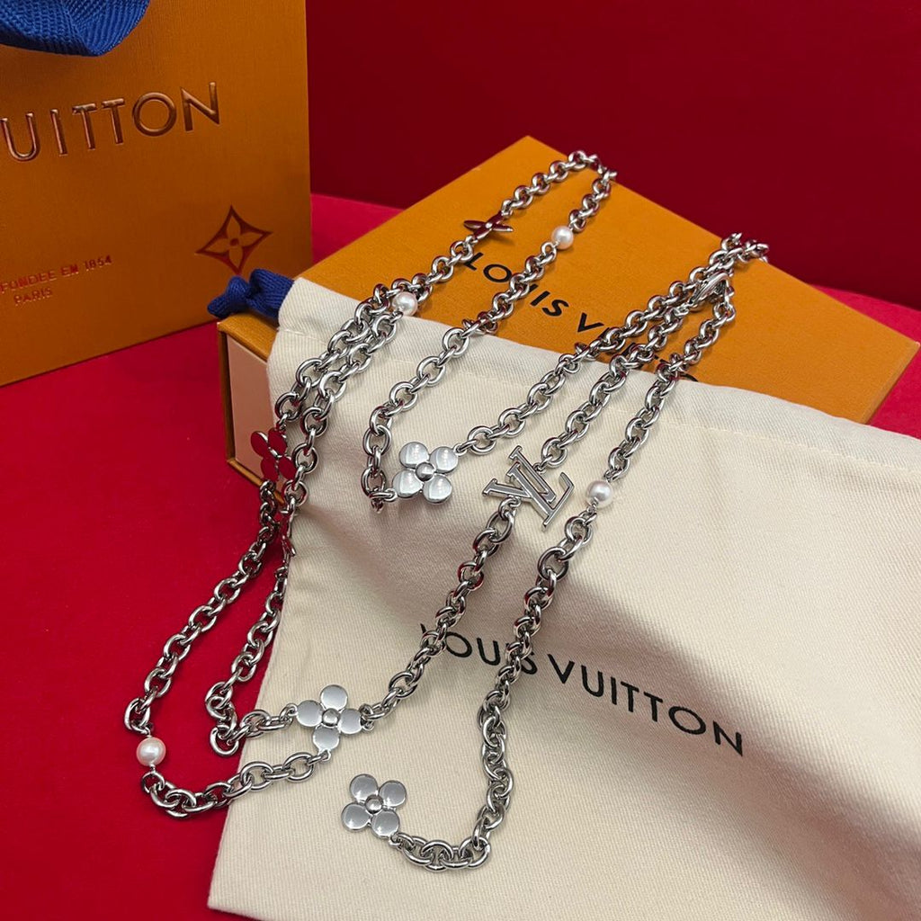 Louis Vuitton Monogram Flower and LV Initials Gold Chain Belt