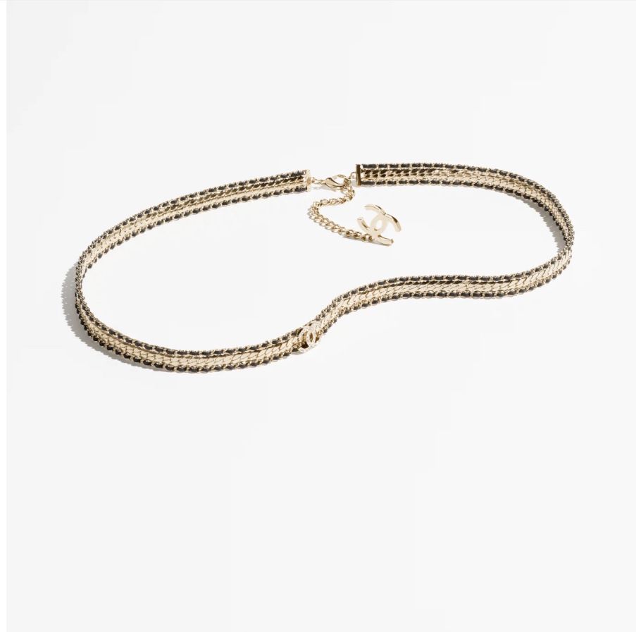 Chanel Chain and Leather Interwoven Belt with CC Buckle