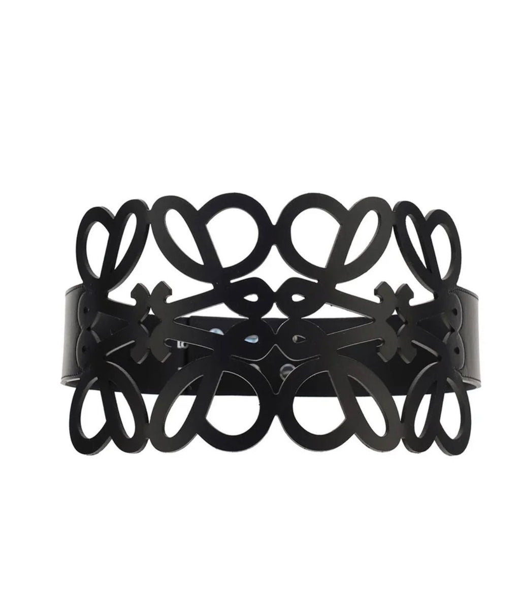 Loewe Anagram Cut-Out Wide Leather Belt
