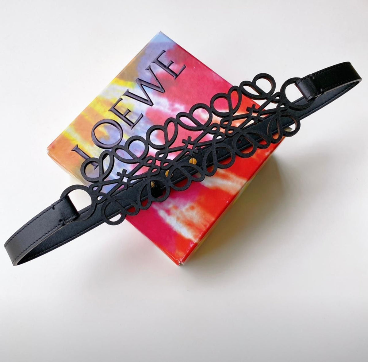 Loewe Anagram Cut-Out Wide Leather Belt