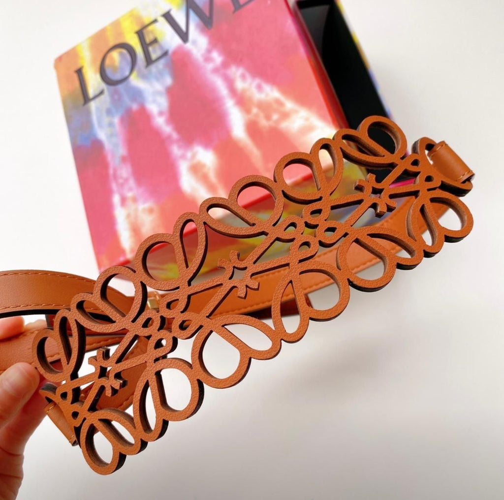 Loewe Anagram Cut-Out Wide Leather Belt