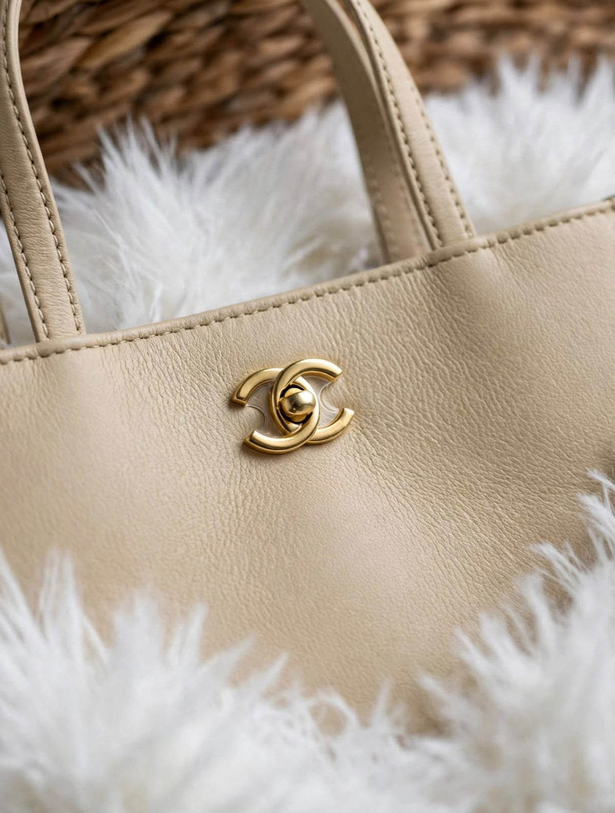 Chanel Leather Vertical Tote Bag with Chain Strap