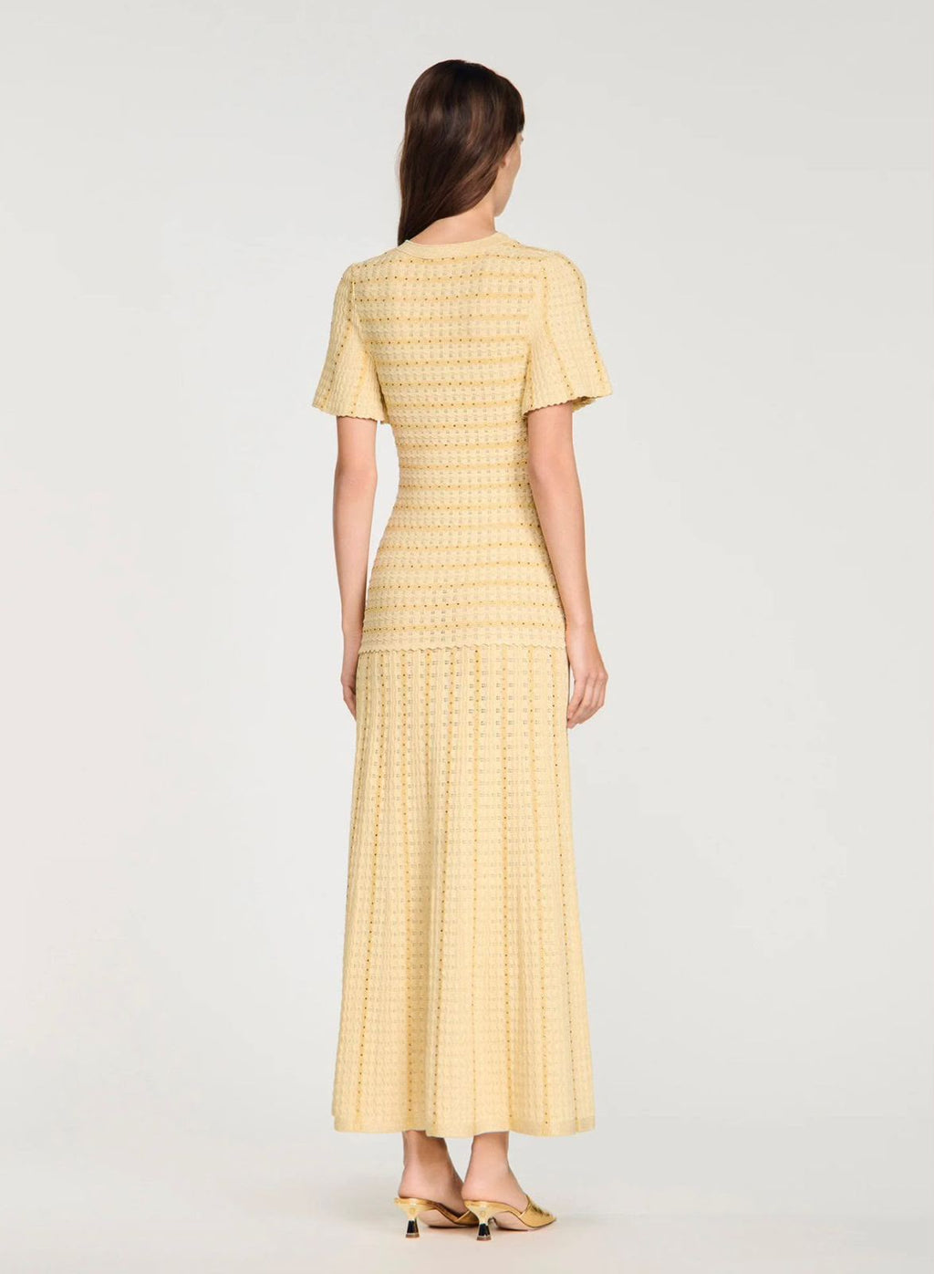Sandro Short-Sleeve Knit Midi Dress