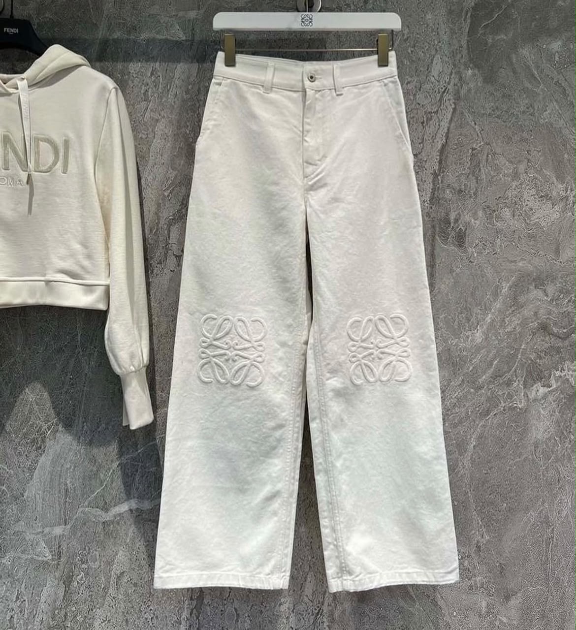 Loewe Anagram Embroidered Wide-Leg Jeans