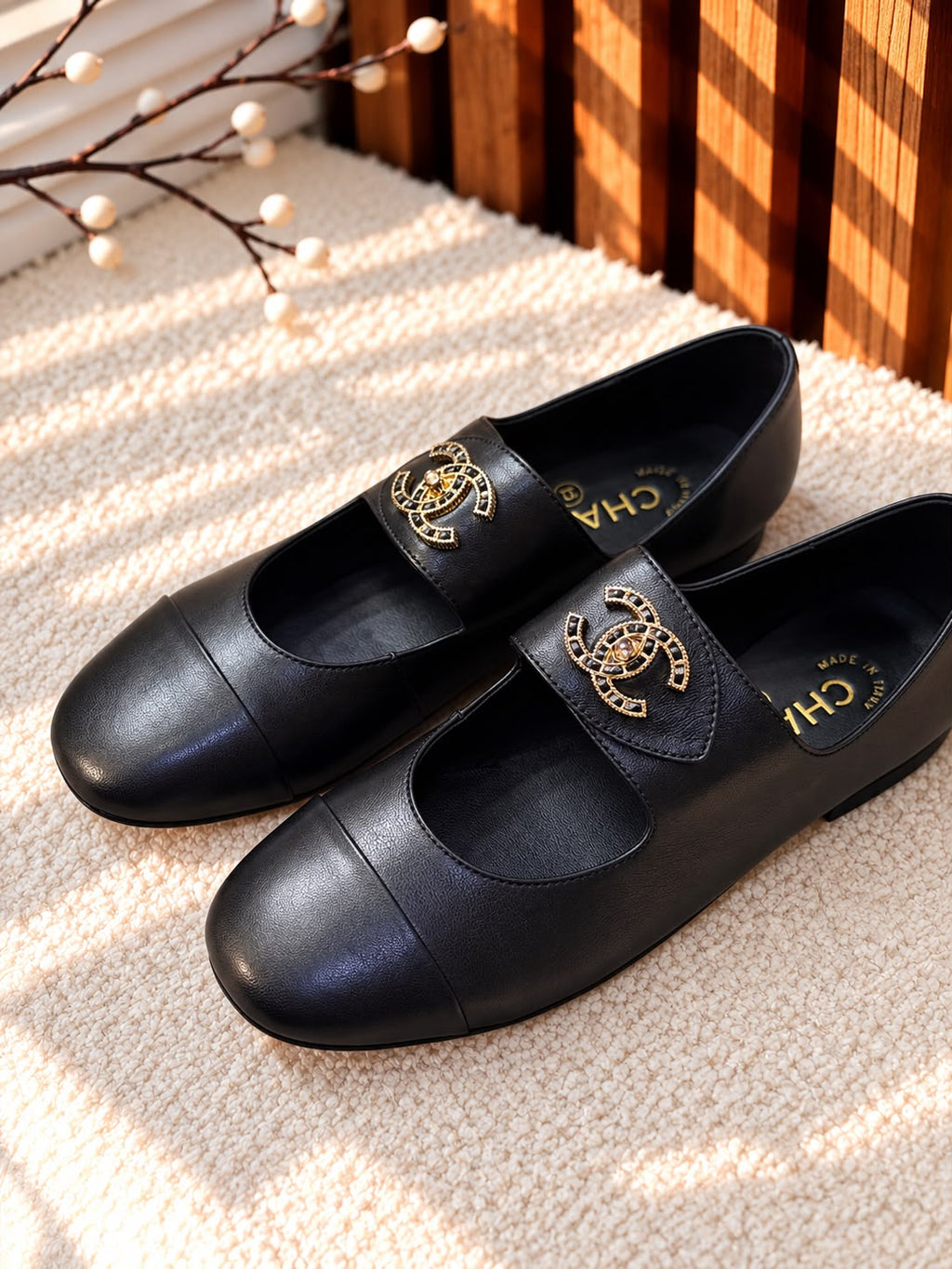 Chanel CC Logo Mary Jane Flats