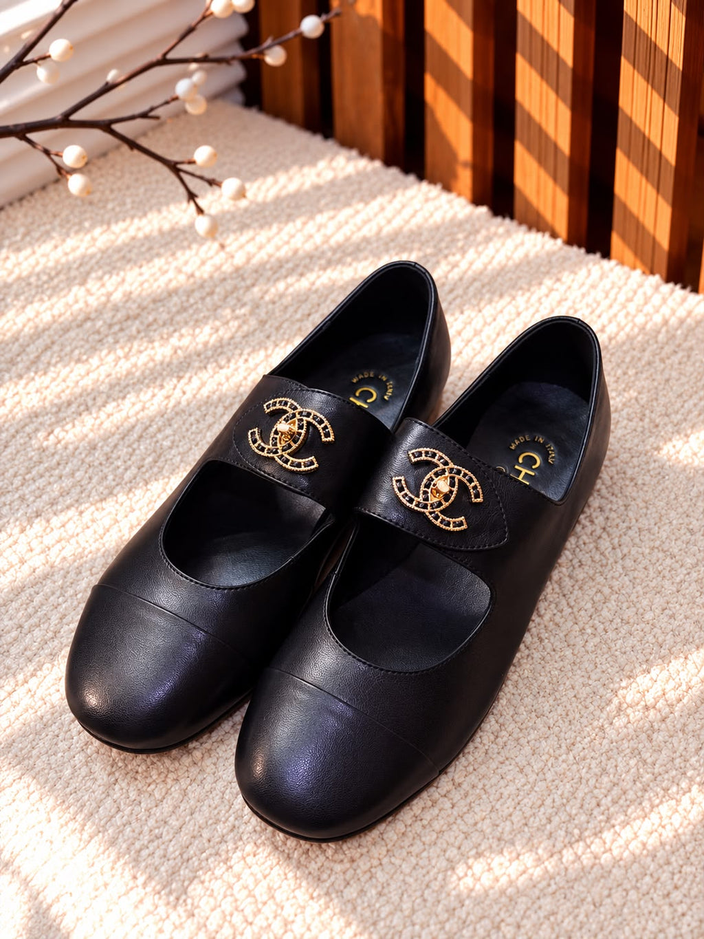 Chanel CC Logo Mary Jane Flats
