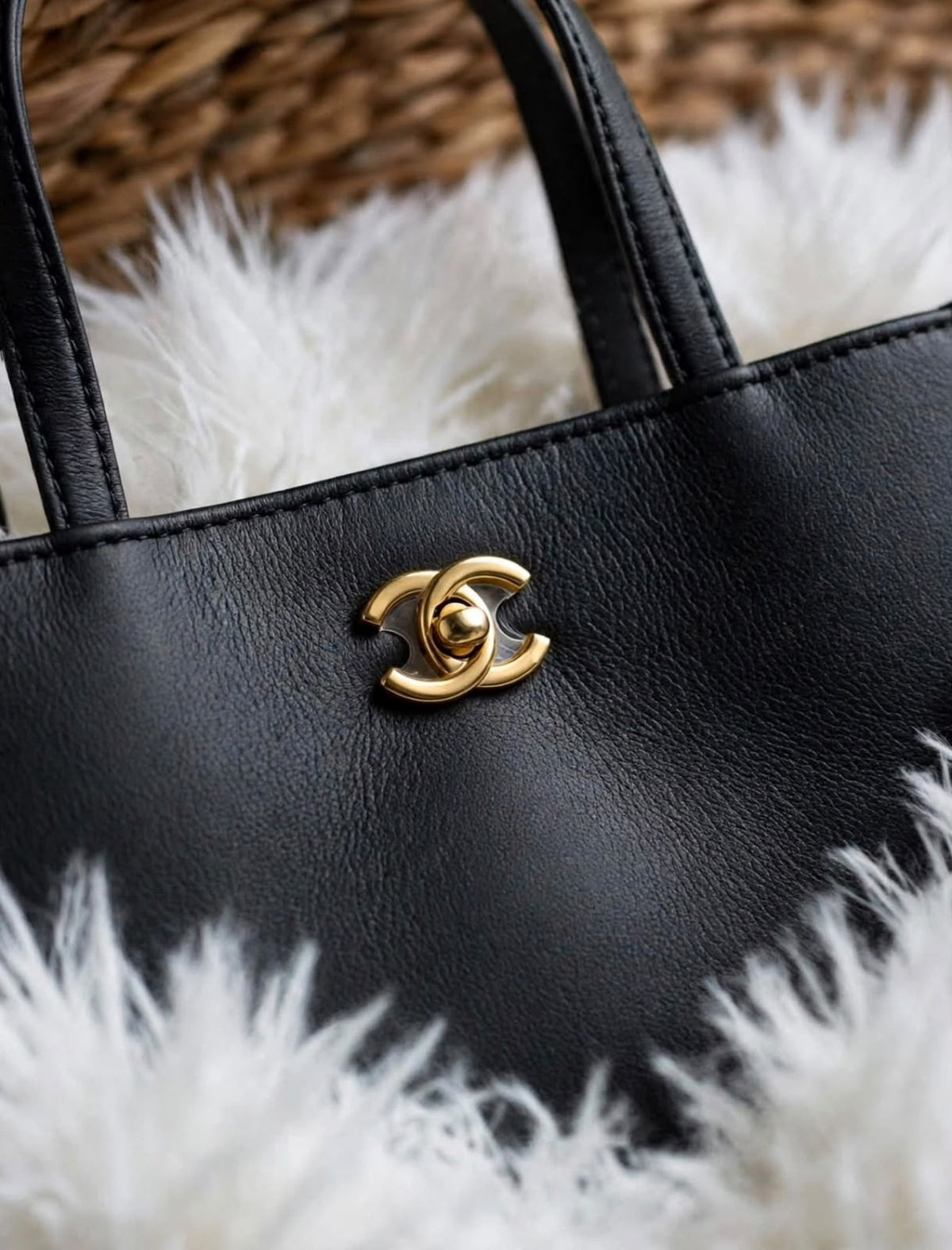 Chanel Leather Vertical Tote Bag with Chain Strap