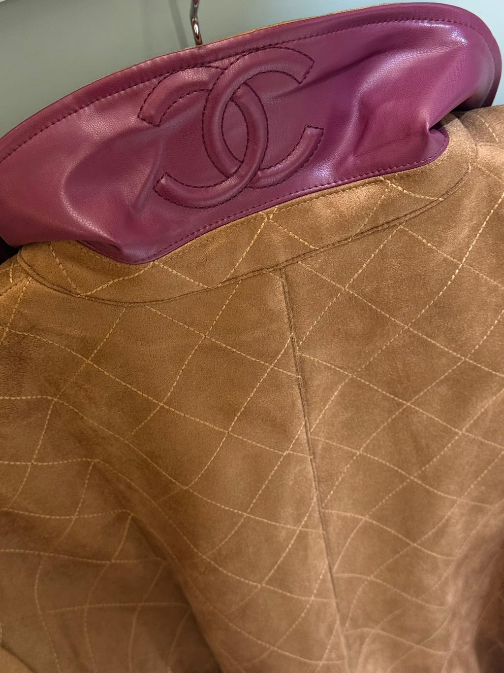 Chanel Quilted Suede Bomber Jacket
