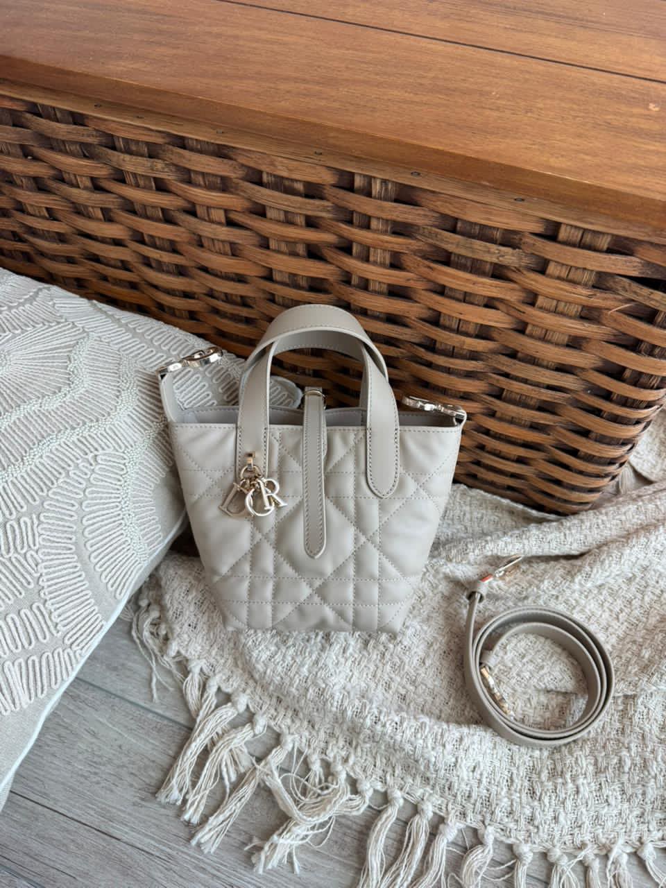 Christian Dior Cannage Quilted Mini Tote Bag