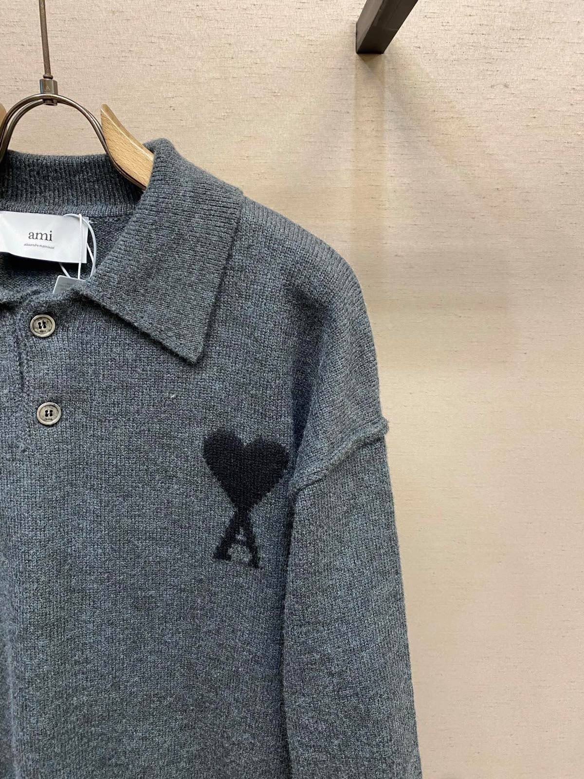 AMI Knit Polo Sweater