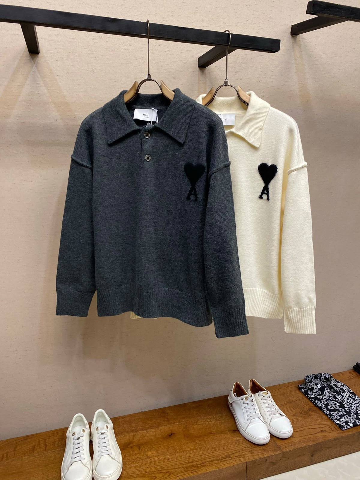 AMI Knit Polo Sweater