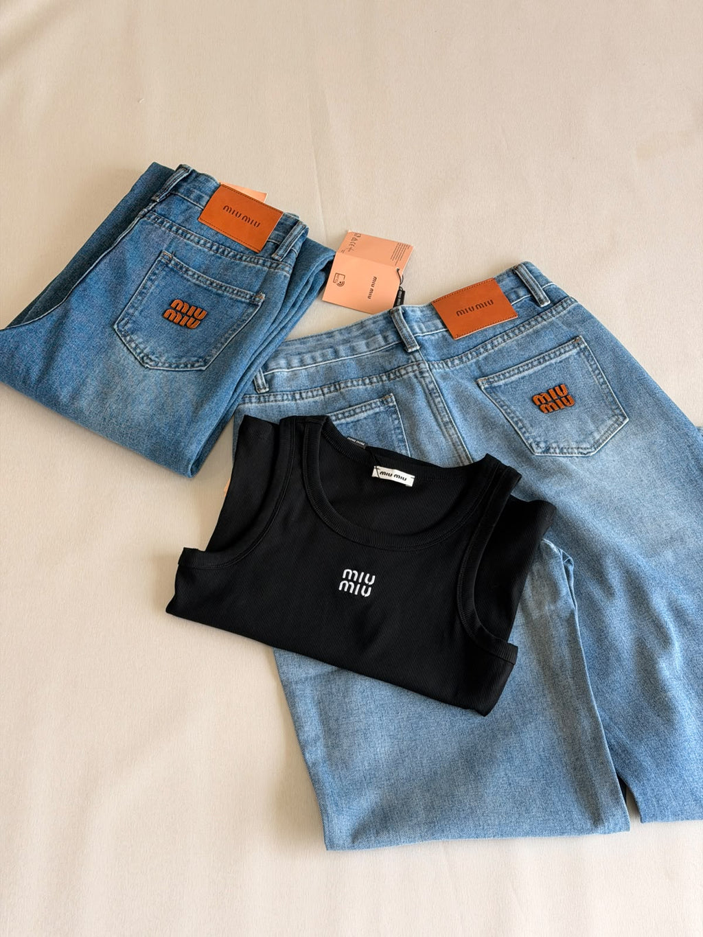 Miu Miu Ribbed Cotton Tank Top