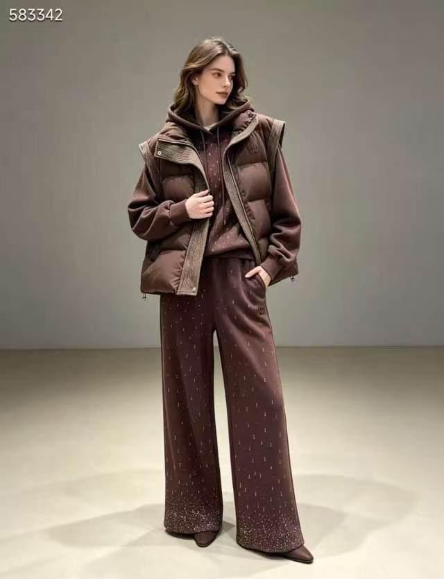 Miu Miu Crystal-Embellished Brown Tracksuit Set