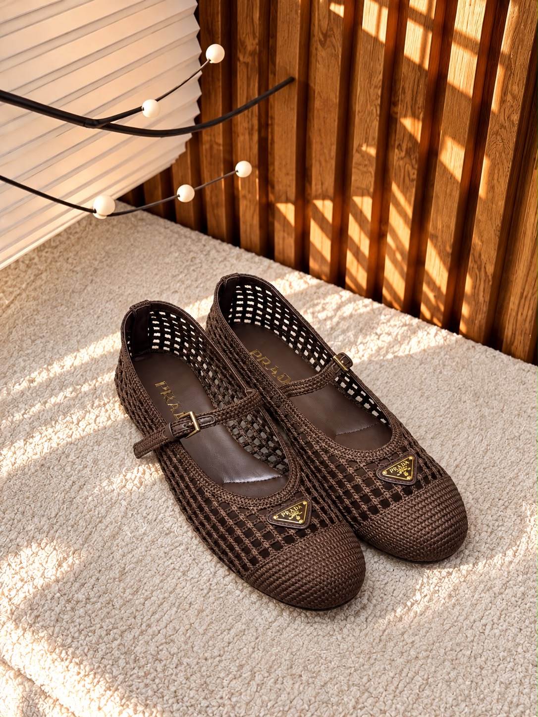 Prada Woven Mesh Mary Jane Flat