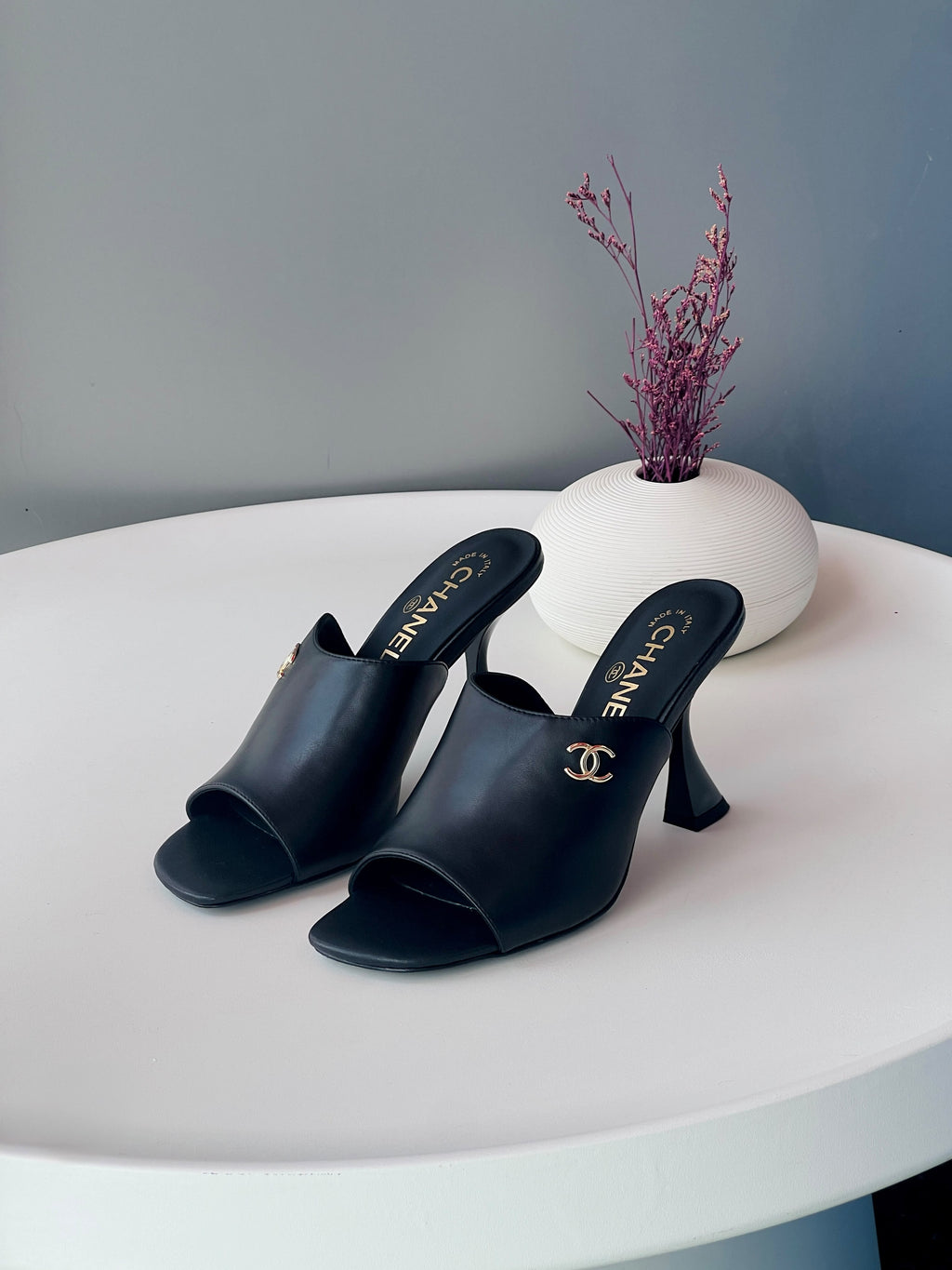 Chanel Luxury High Heel Mule Sandals