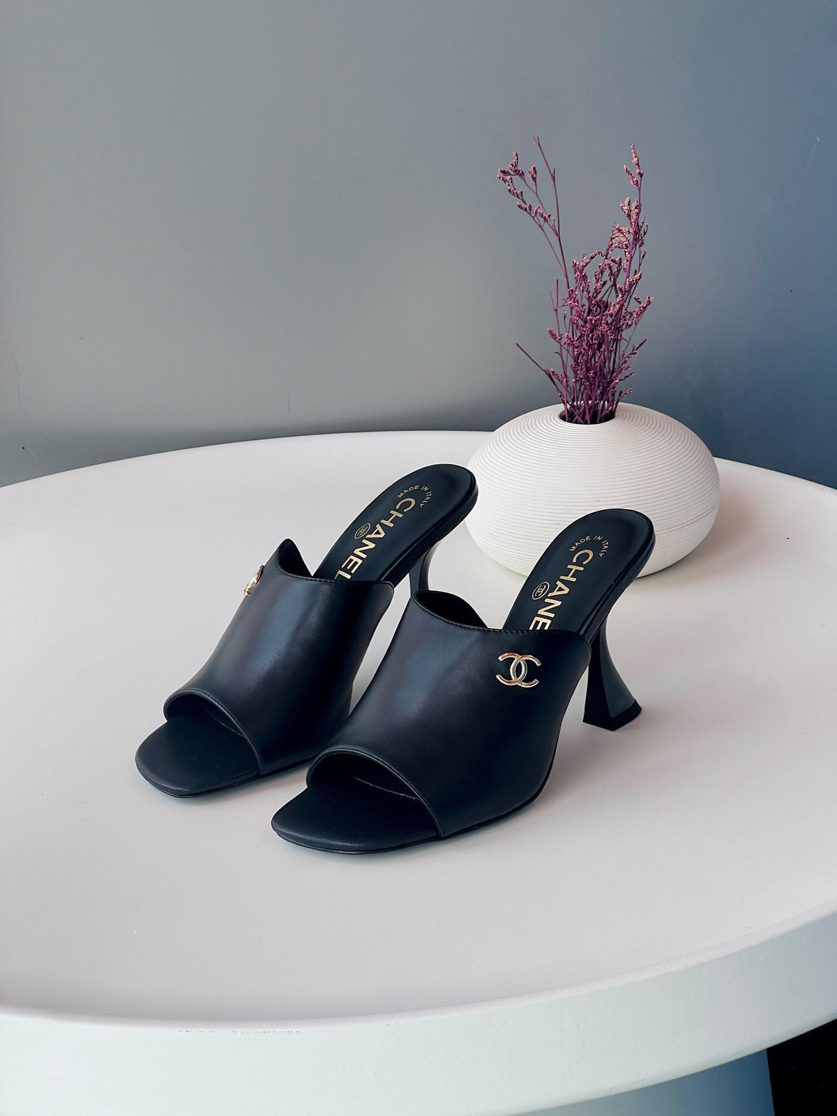 Chanel Luxury High Heel Mule Sandals