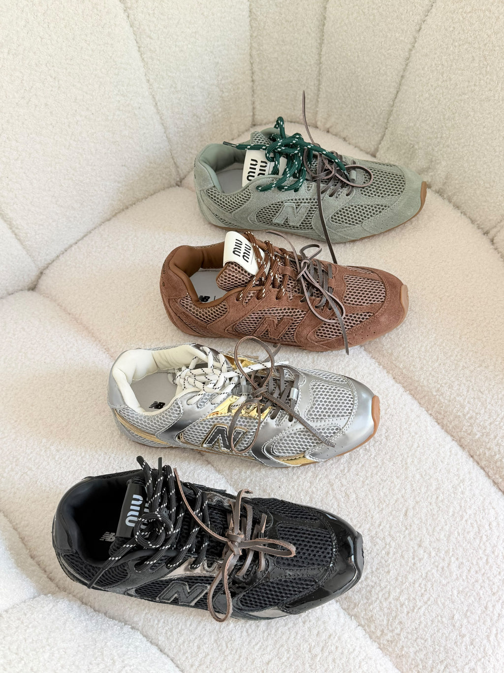 New Balance x Miu Miu 530 SL Distressed Sneakers