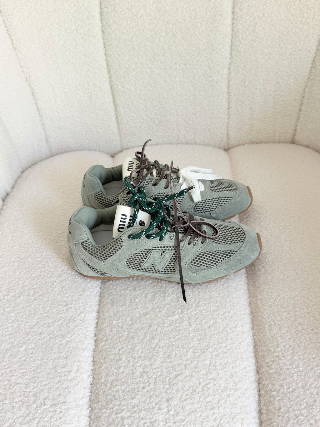 New Balance x Miu Miu 530 SL Distressed Sneakers