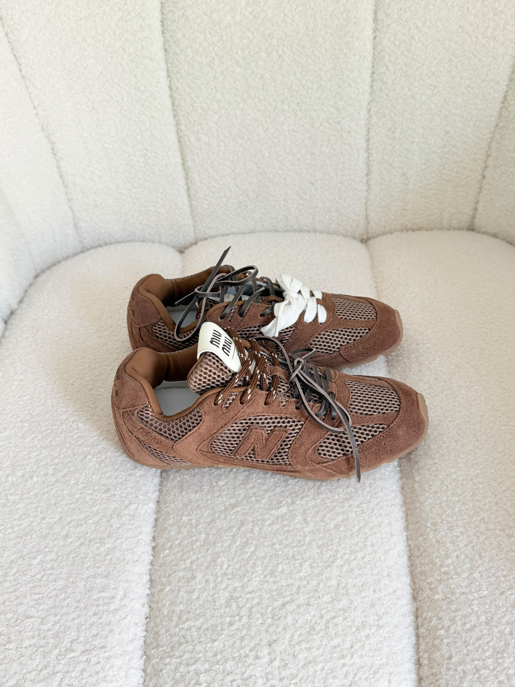 New Balance x Miu Miu 530 SL Distressed Sneakers