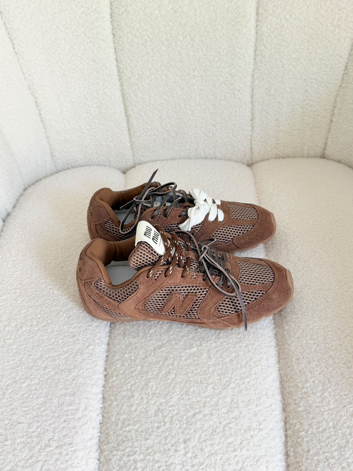 New Balance x Miu Miu 530 SL Distressed Sneakers