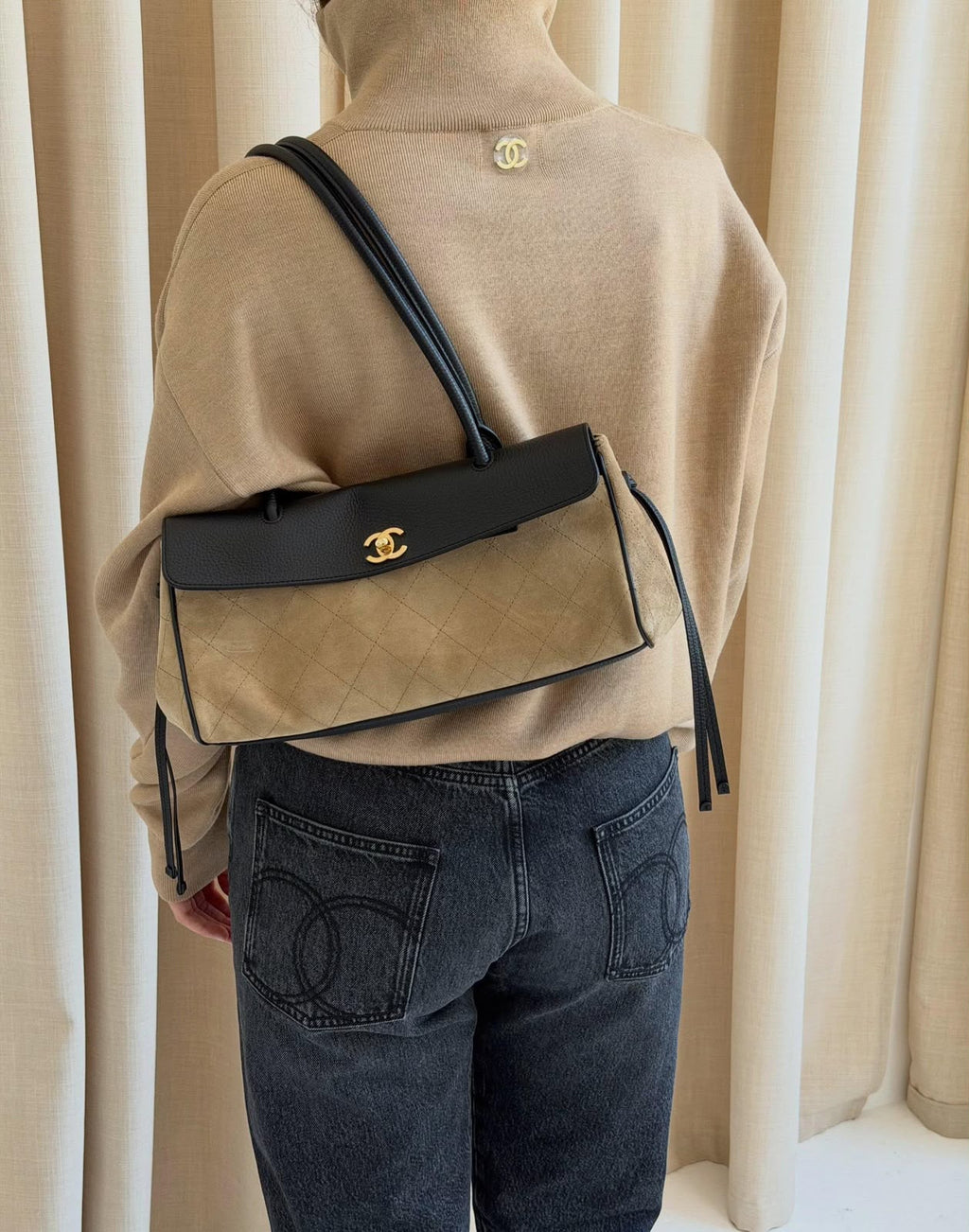 Chanel Half-Zip CC Logo Knit Sweater & Shoulder Bag Collection