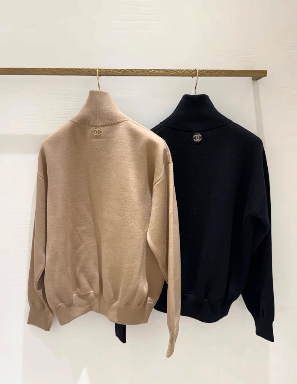 Chanel Half-Zip CC Logo Knit Sweater & Shoulder Bag Collection