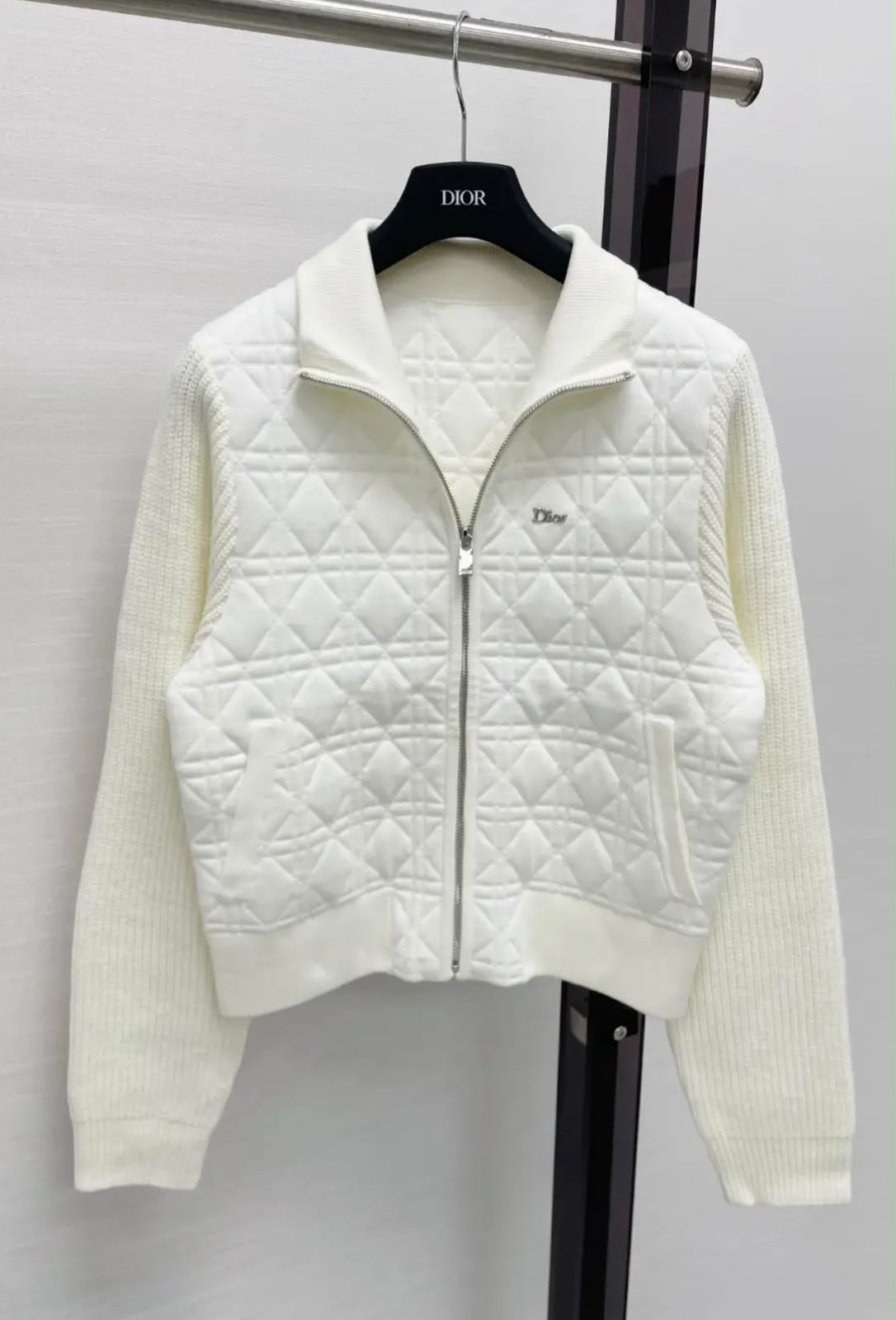 Dior Cannage Quilted Zip-Up Cardigan Jacket Collection