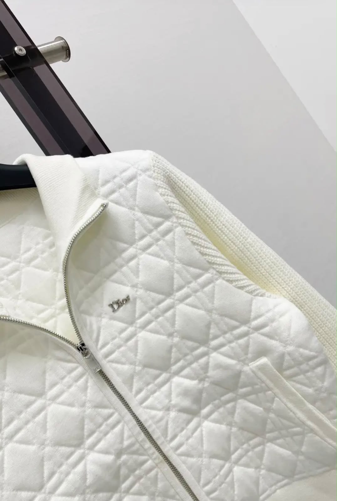 Dior Cannage Quilted Zip-Up Cardigan Jacket Collection
