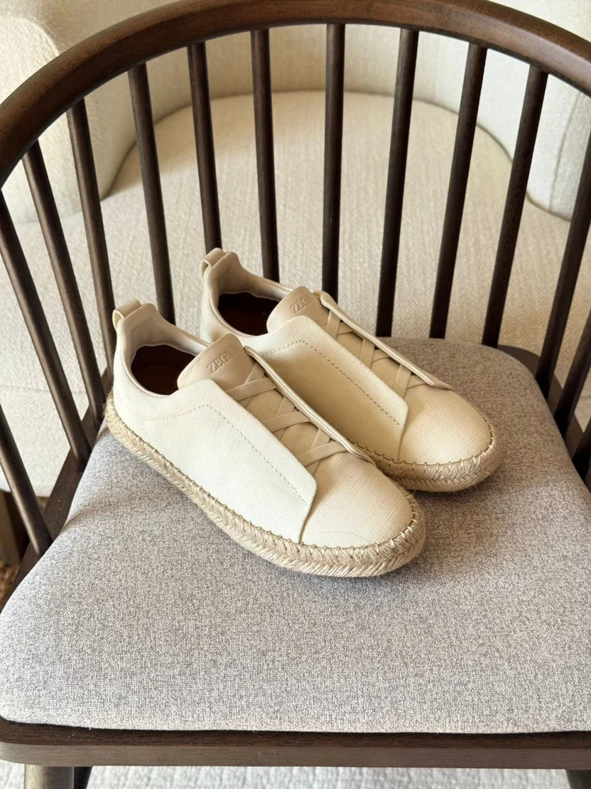 Zegna Linen Blend and Leather Triple Stitch™ Espadrilles