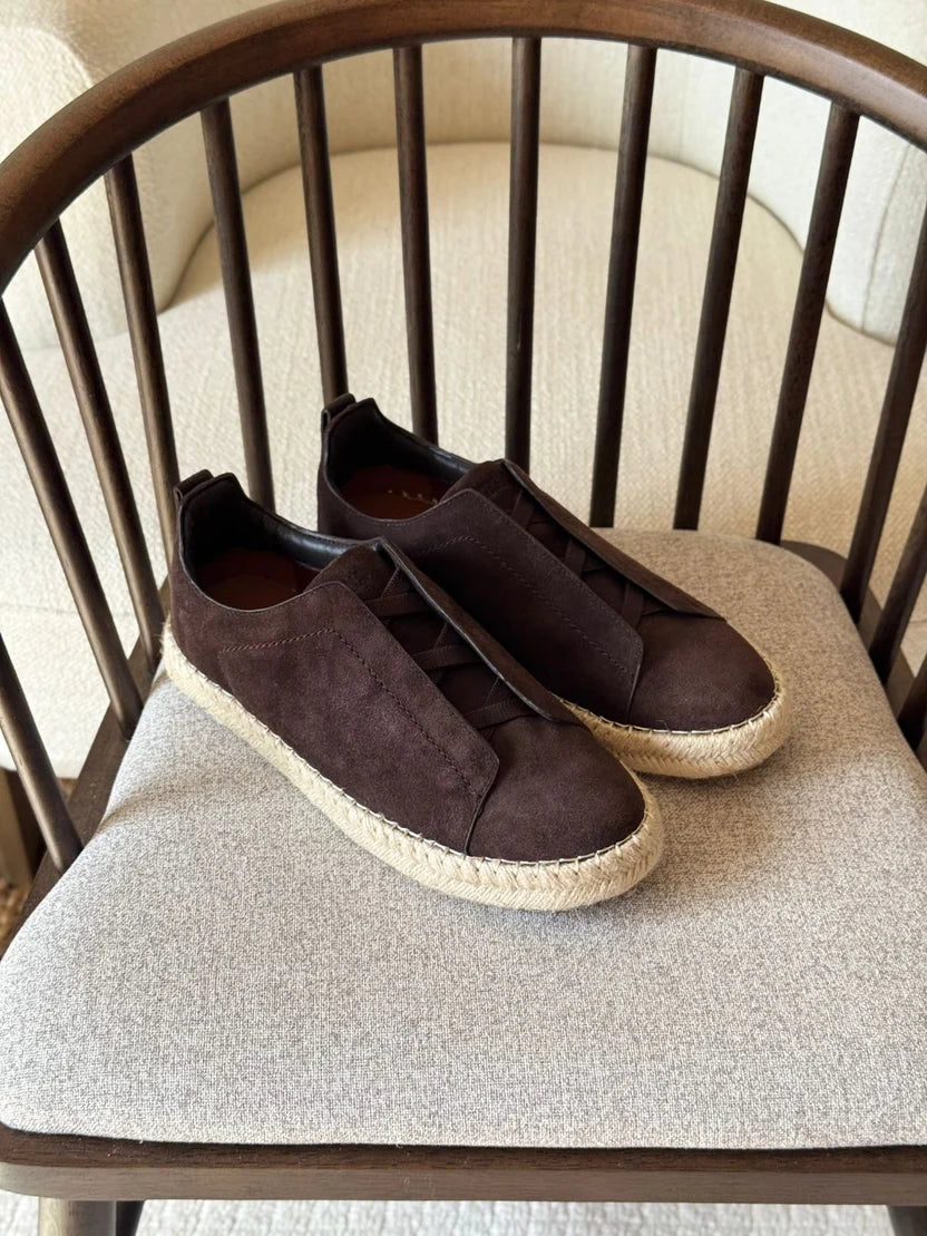 Zegna Linen Blend and Leather Triple Stitch™ Espadrilles