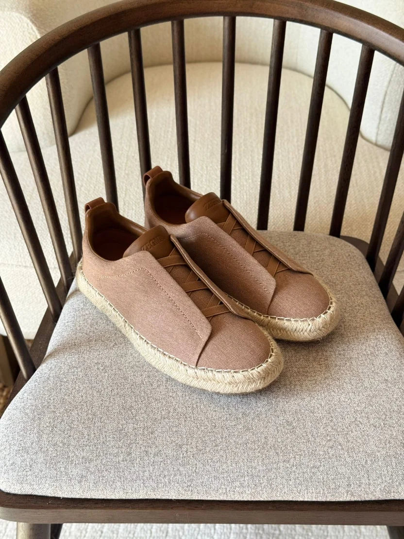 Zegna Linen Blend and Leather Triple Stitch™ Espadrilles