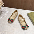 Gucci Kids GG Web Bow Ballerinas