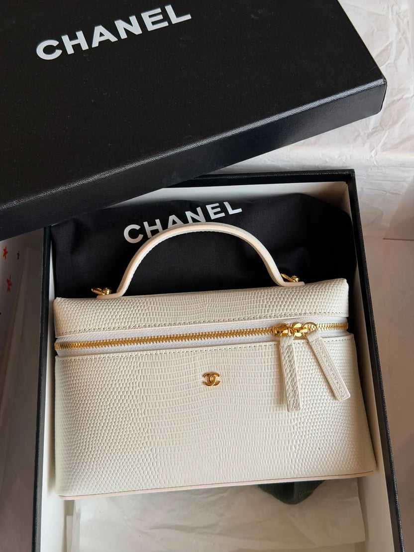 Chanel Lizard-Embossed Slim Top Handle Vanity Cases