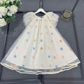 Fendi Kids Embroidered Logo Flutter Tulle Dress