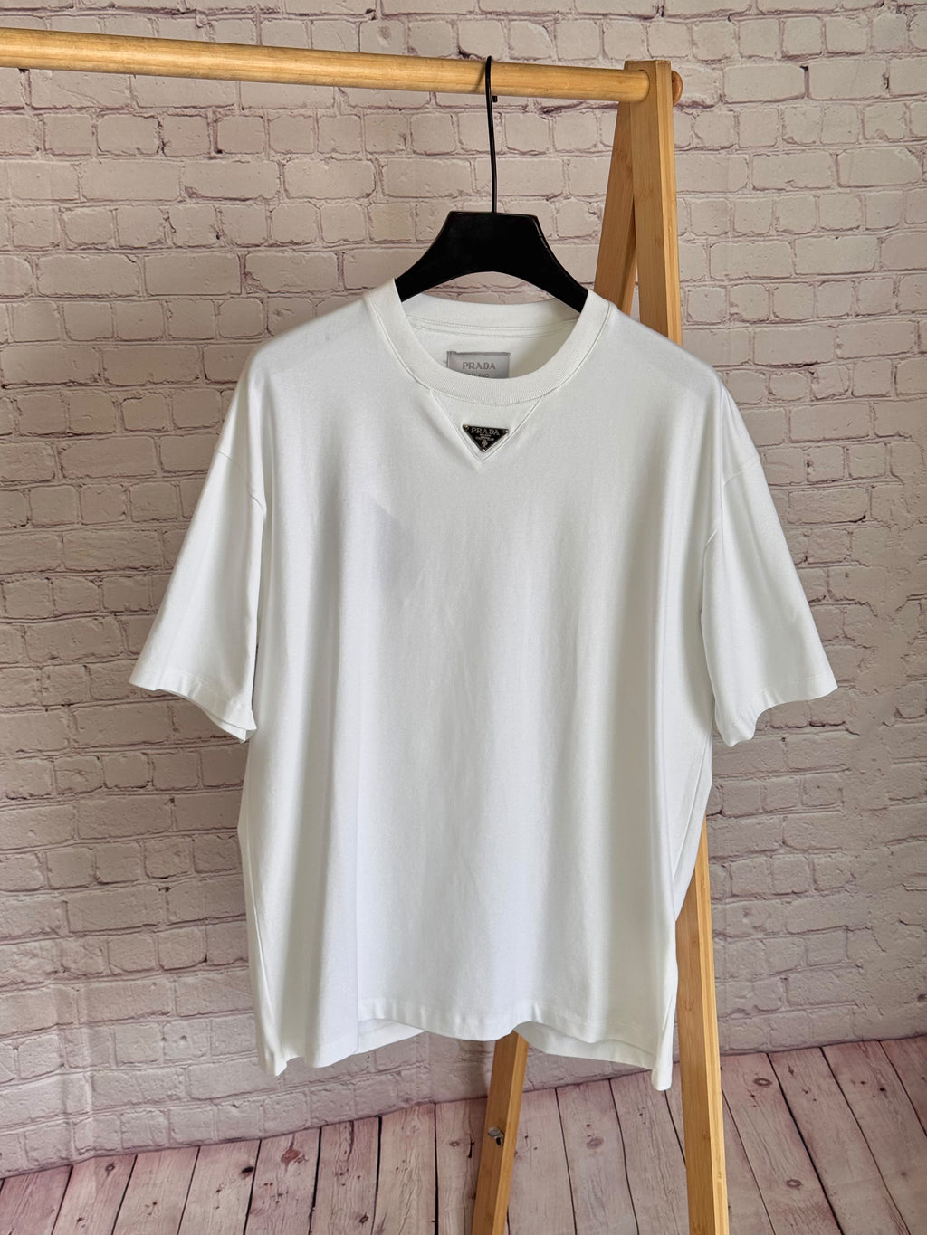 PRADA Triangle Logo Crewneck T-Shirt