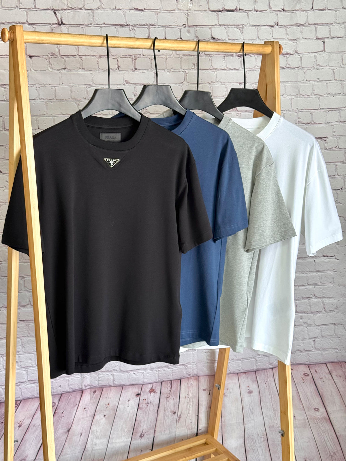 PRADA Triangle Logo Crewneck T-Shirt