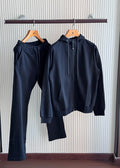 MONCLER Black Zip Hoodie and Trouser Set