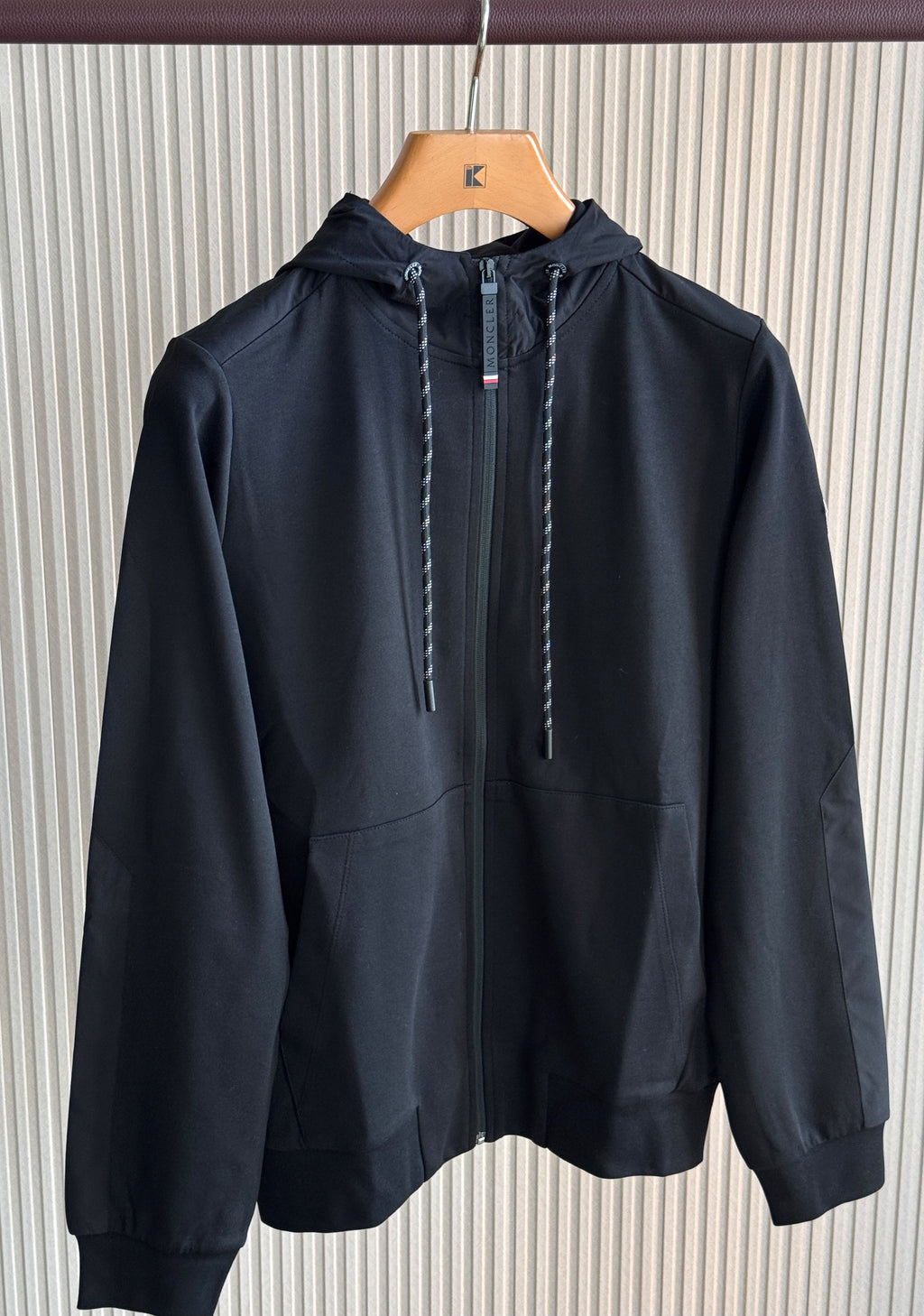 MONCLER Black Zip Hoodie and Trouser Set