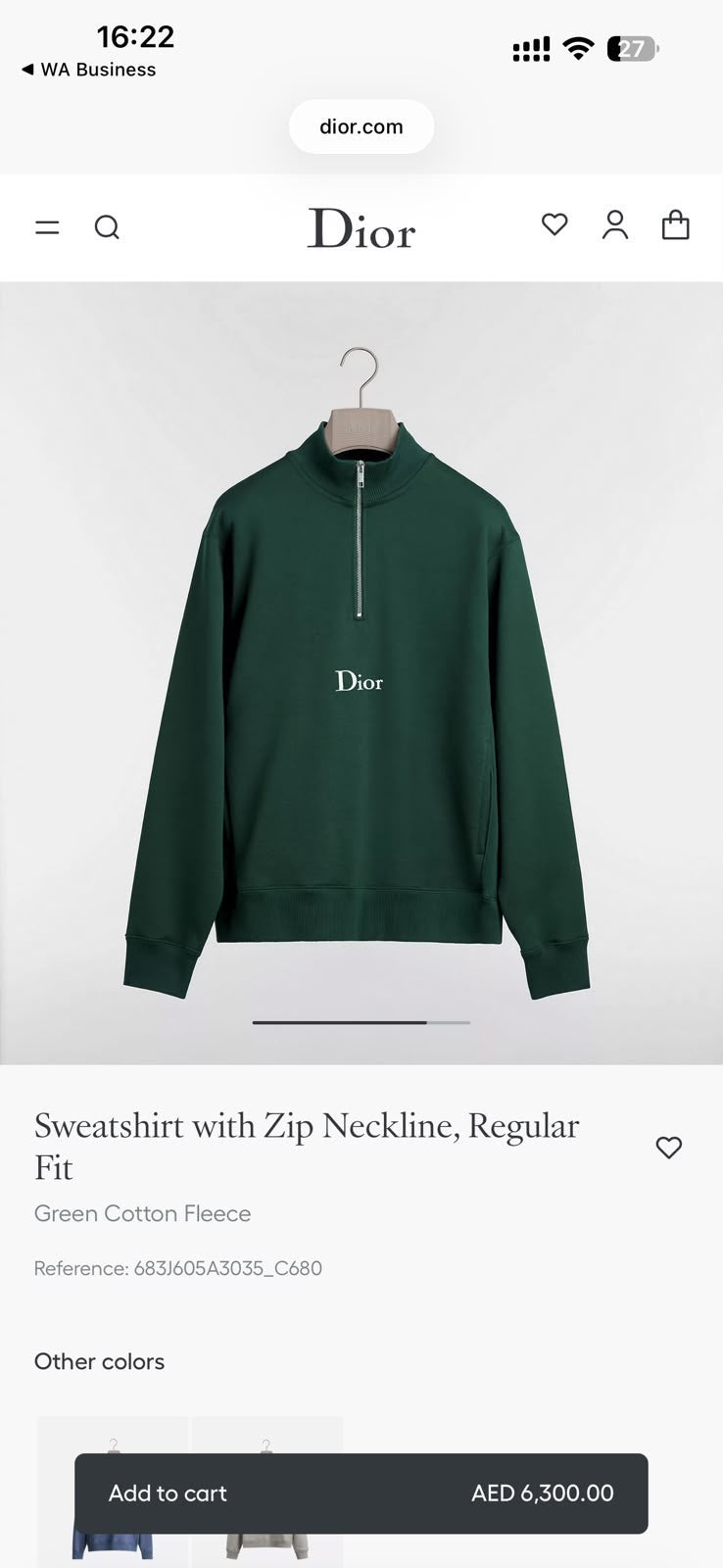 Dior Half Zip Sweatshirt