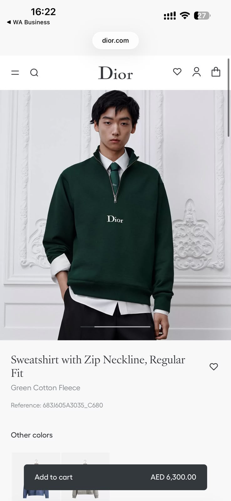 Dior Half Zip Sweatshirt