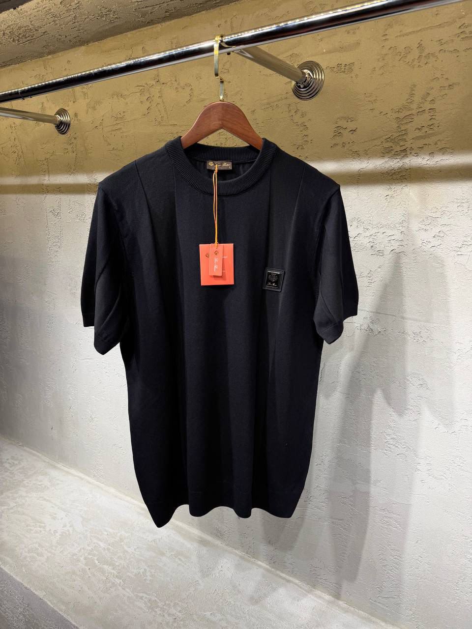 Loro Piana Wide Ribbed Short Sleeve Crew Neck