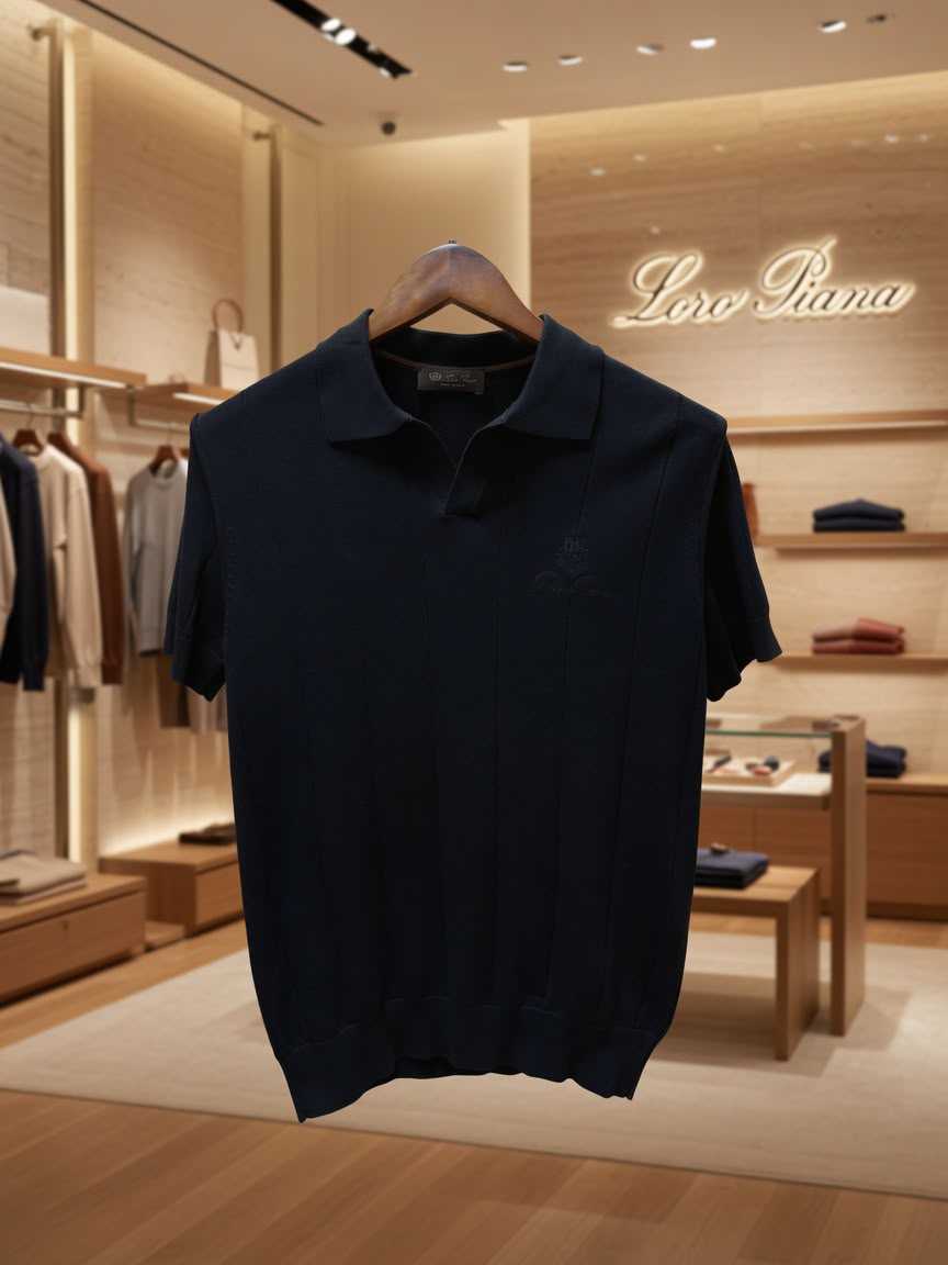 Loro Piana Open Neck Short Sleeve Polo