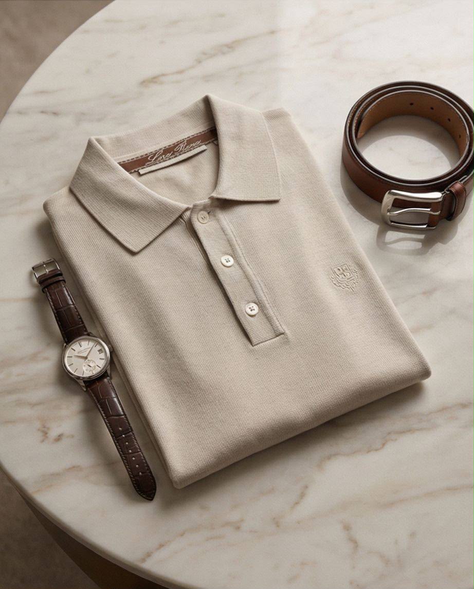 Loro Piana Script Cuff Button Polo