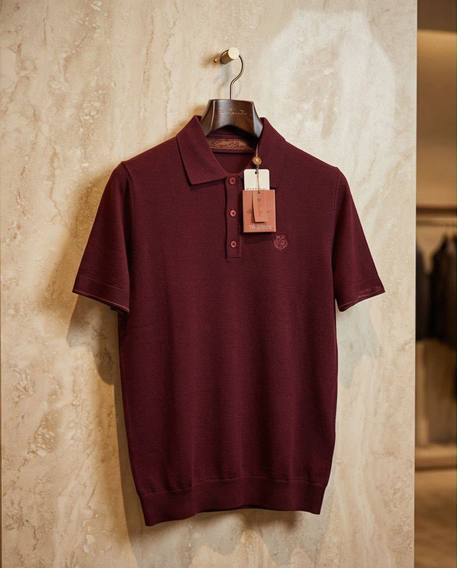 Loro Piana Script Cuff Button Polo